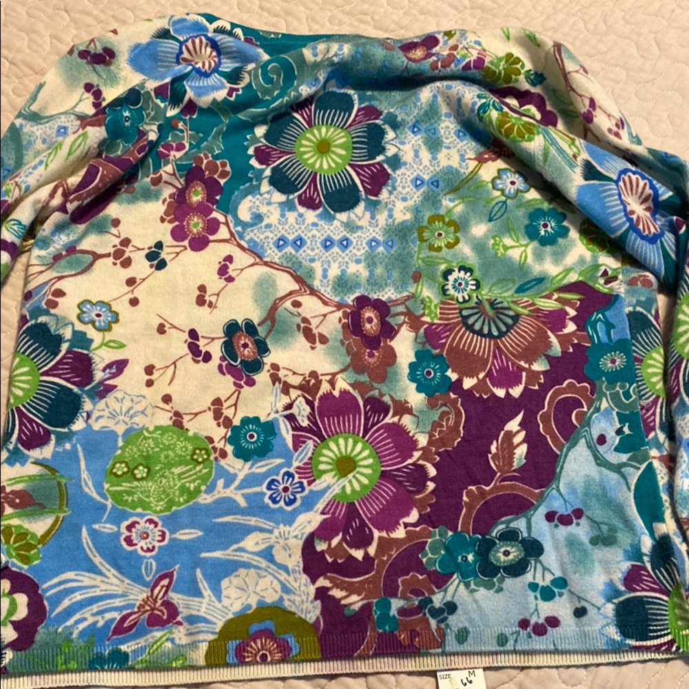 Talbots Cashmere Floral Sweater size M - Picture 5 of 8